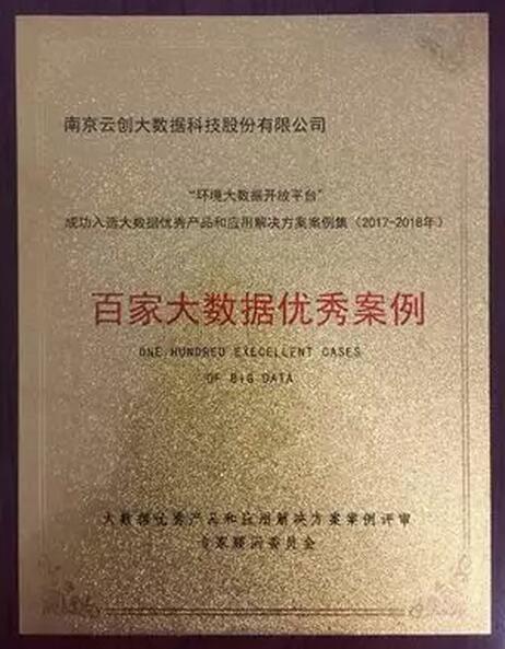 【合作伙伴】“環境大數據開放平臺”榮獲“百家大數據優秀案例”